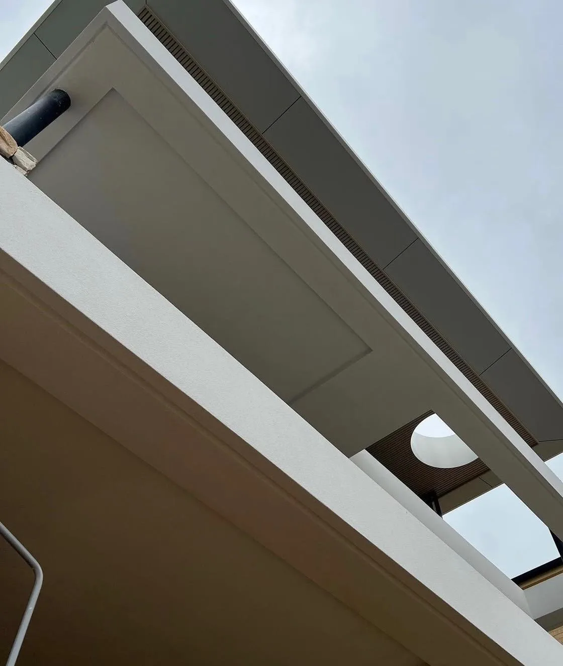 Clean rendered eaves and overhang detail